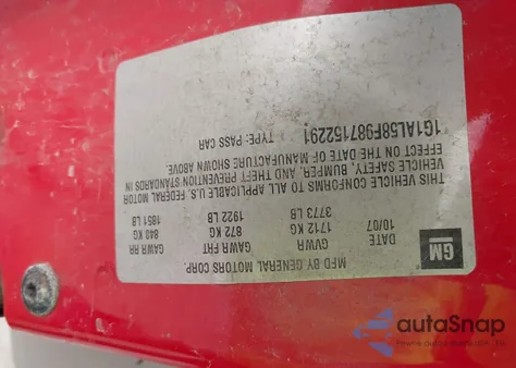 2008 Chevrolet Cobalt Lt z USA, uszkodzony, nr VIN 1G1AL58F987152291